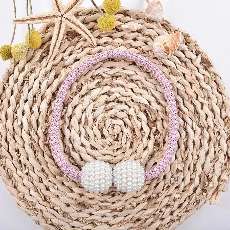 Magnetic Curtain Buckle Tieback β Beaded Hanging Ball Curtain Clip (1 Pair, Random Color)