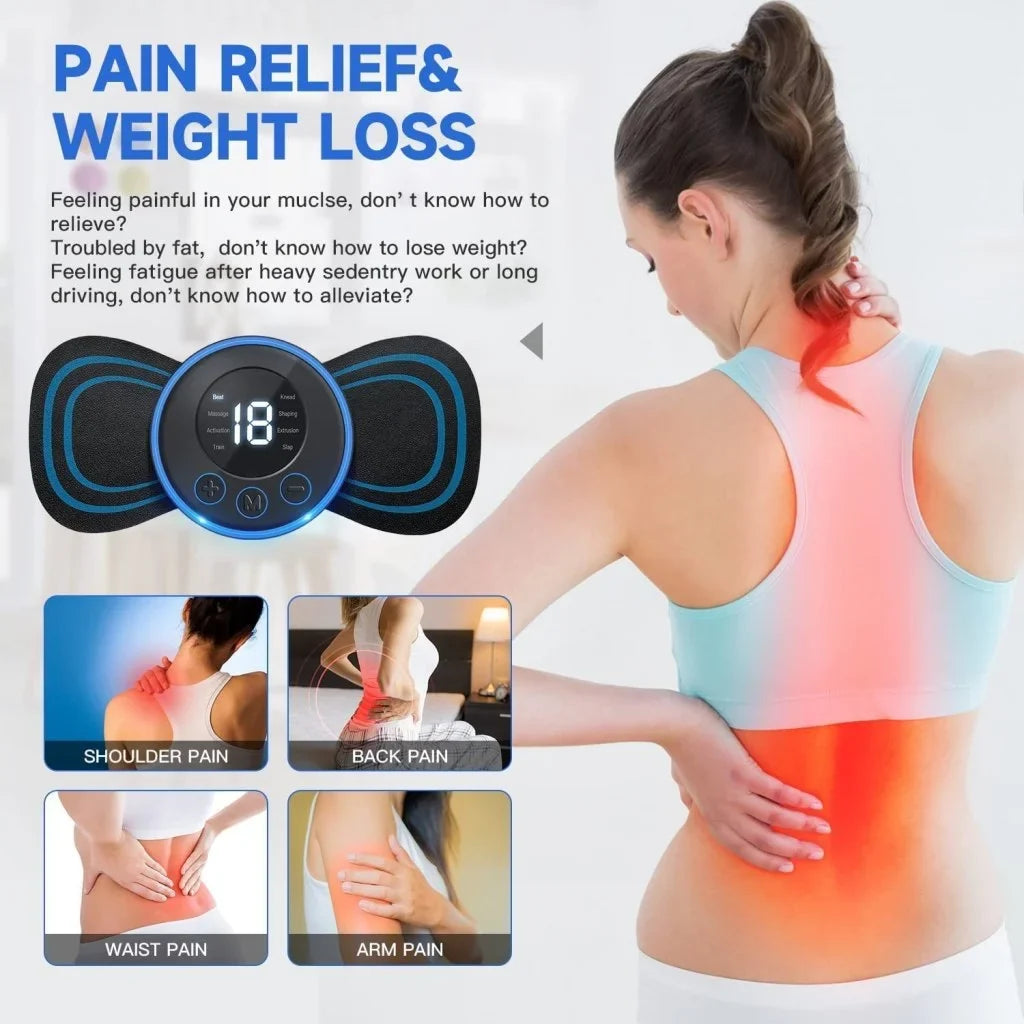 EMS Butterfly Neck Massager | Portable Electric Pulse Muscle Stimulator for Neck Pain Relief
